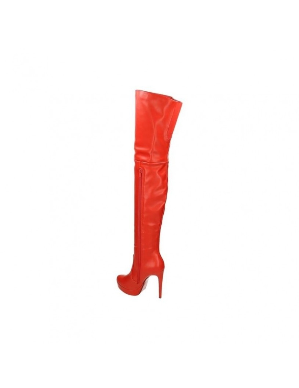 Jumex Red thigh boots with ultra high heels and platform