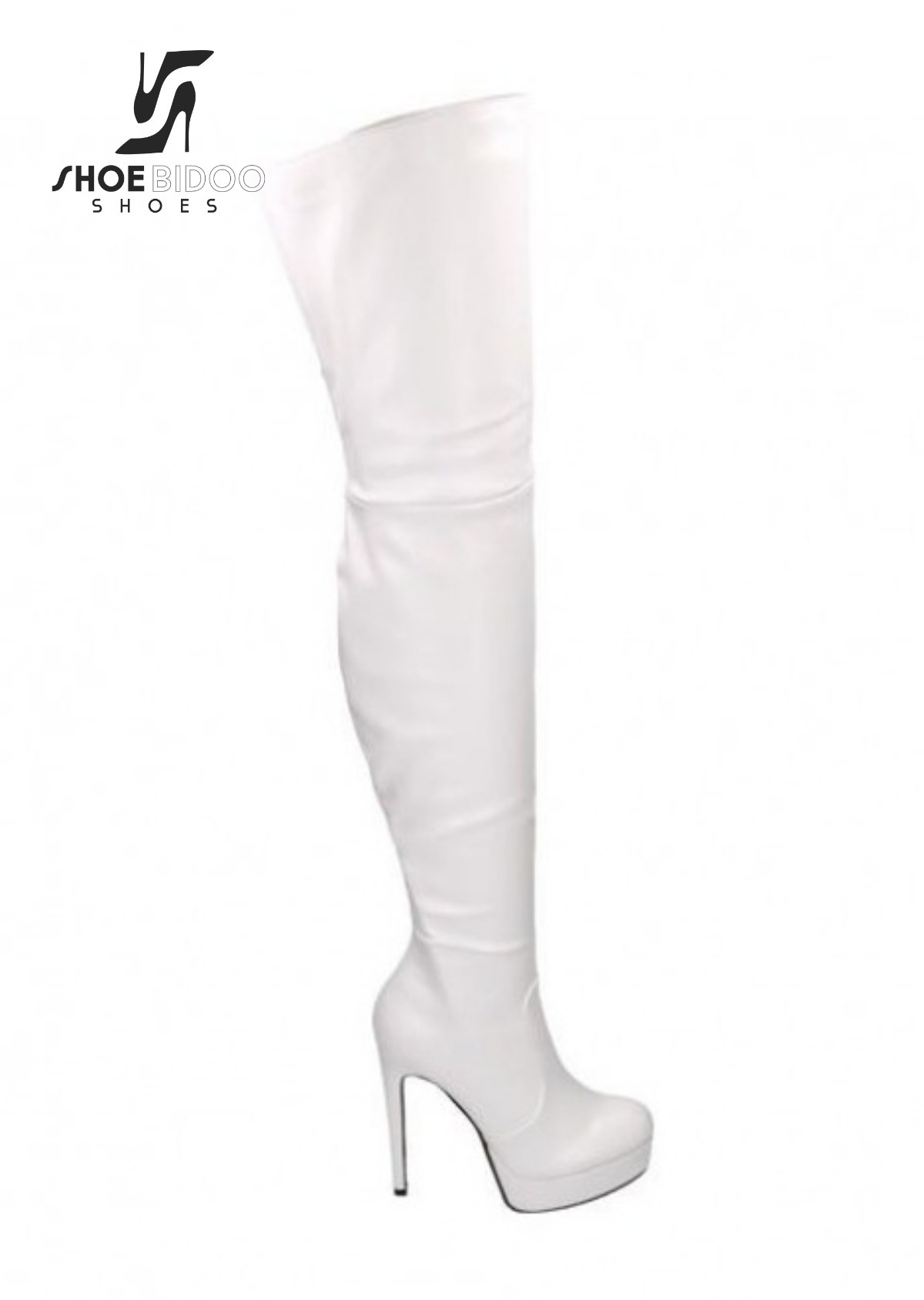 White thigh boots with ultra high heels and platform - Shoebidoo Shoes | Giaro high heels