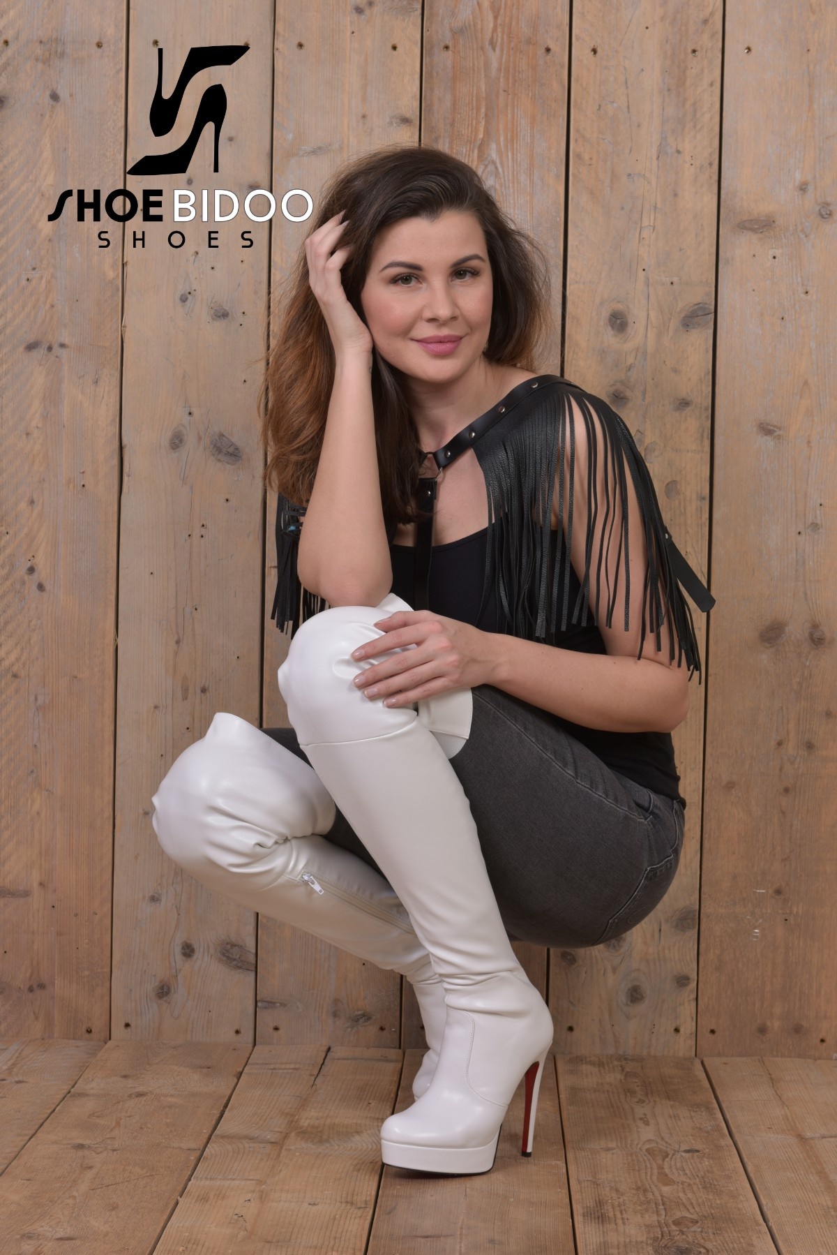 Witte hoge dijlaarzen met platform hak en rits - Shoebidoo Shoes | Giaro  Hoge hakken