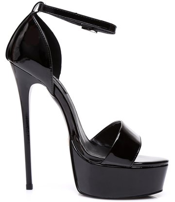 Black shiny Giaro high 16cm heeled platform sandals - Shoebidoo Shoes ...