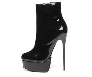 Black Giaro Shiny high 16cm heel ankle boots Shoebidoo Shoes Giaro high heels