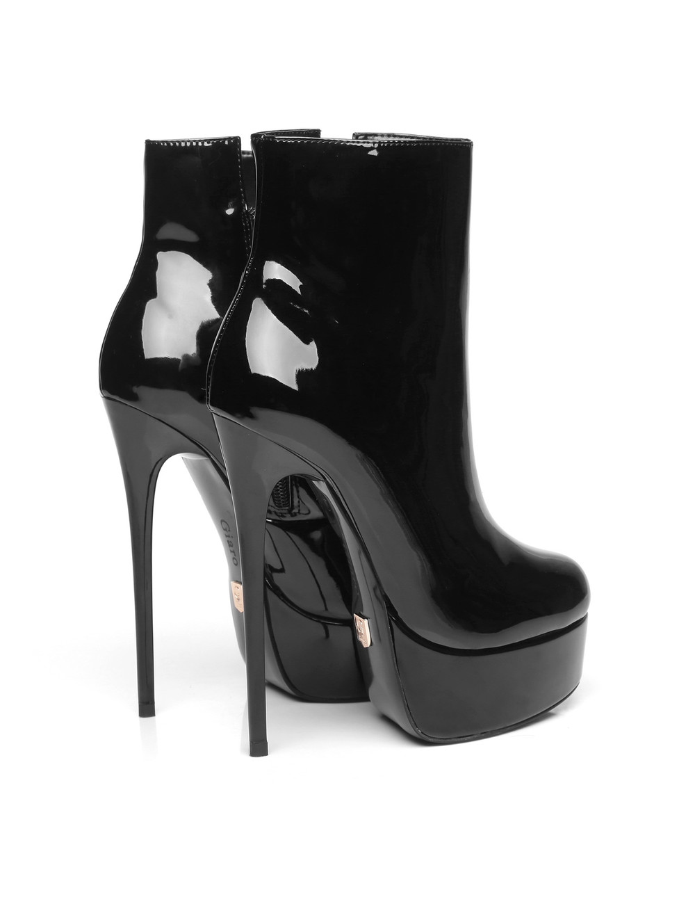 black shiny heeled boots