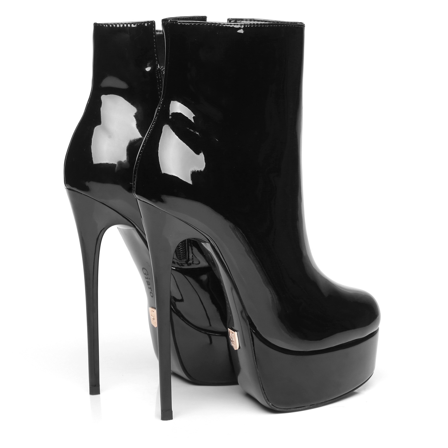 Black Giaro Shiny high 16cm heel ankle boots - Shoebidoo Shoes | Giaro ...