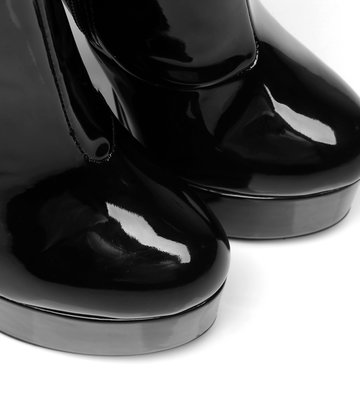 black ankle boots shiny