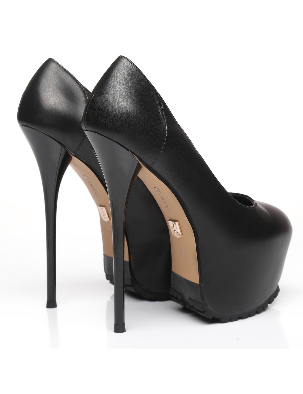 Black Mat ankle strap Giaro 16cm high heeled Destroyer platform pumps -  Giaro High Heels