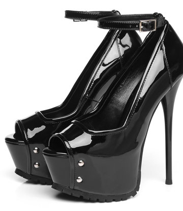 Giaro Black  Giaro "Profile" platform pumps peeptoe