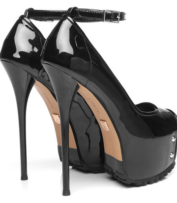 Giaro Black  Giaro "Profile" platform pumps peeptoe