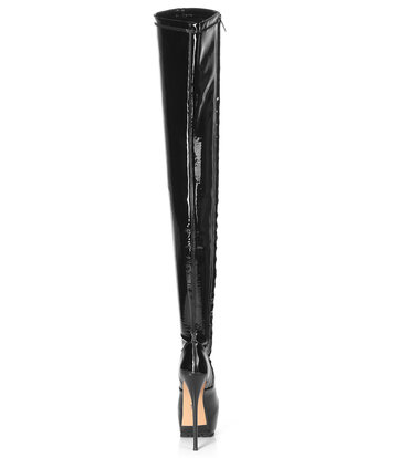 Black shiny thigh boots Giaro Vida 16cm heels profile - Shoebidoo Shoes ...