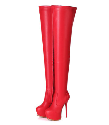 red leather thigh boots