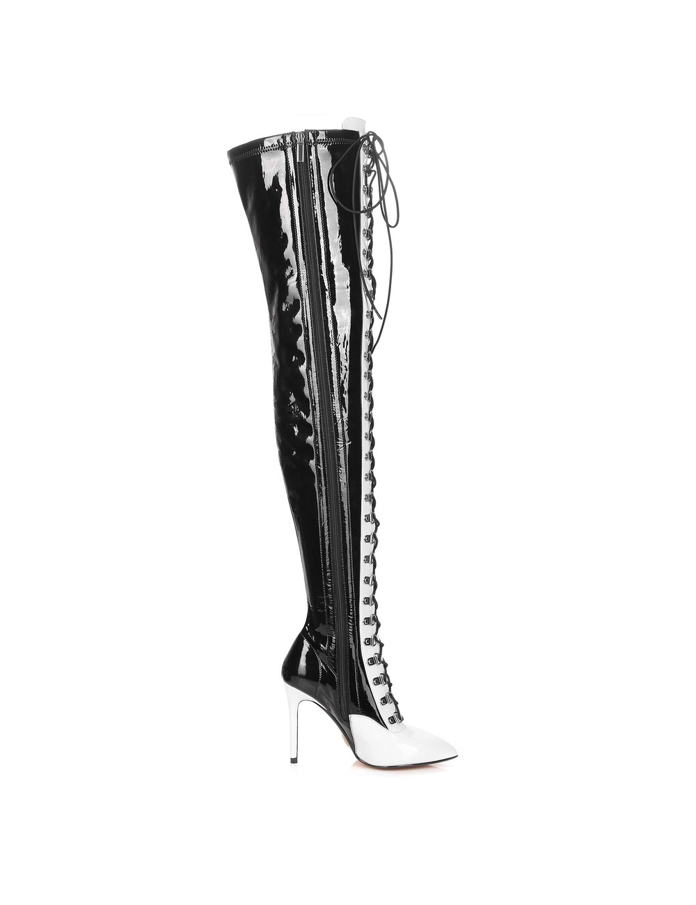 Giaro VERUSKA long lace-up thigh high boots with high heels WHITE