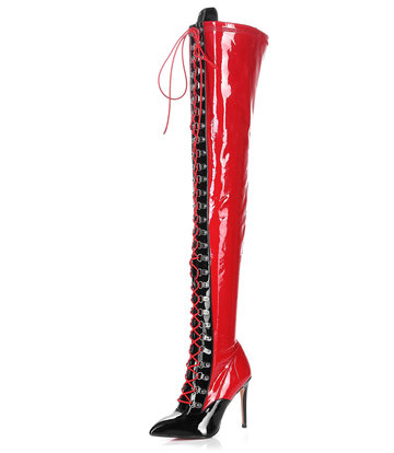 Giaro VERUSKA long lace-up thigh high boots with high heels RED-BLACK