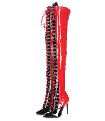 Giaro VERUSKA long lace-up thigh high boots with high heels RED-BLACK