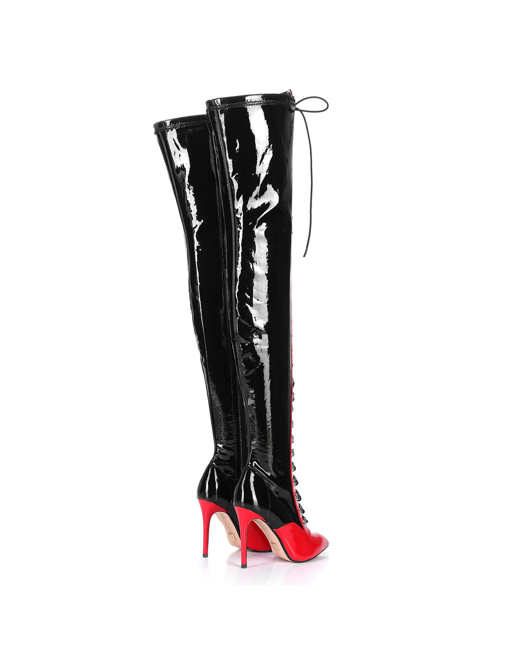 Giaro VERUSKA long lace-up thigh high boots with high heels BLACK-RED