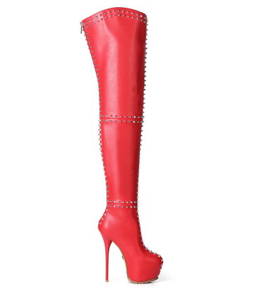 Giaro Giaro SOPHIA red studded thigh boots profile