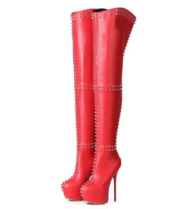 Giaro Giaro SOPHIA red studded thigh boots profile