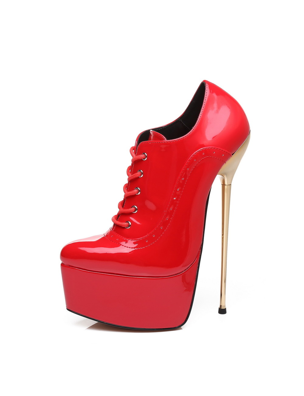 Red Shiny Giaro platform oxford pumps gold heeled 20cm - Shoebidoo ...