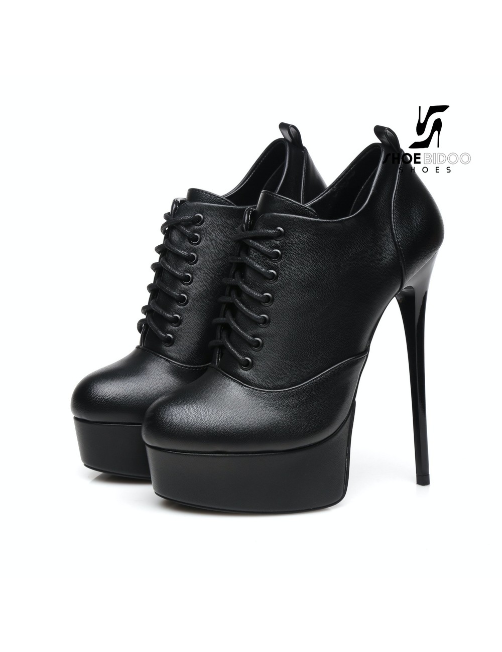 Black lace-up 16cm heeled oxford pumps by Giaro - Shoebidoo Shoes ...