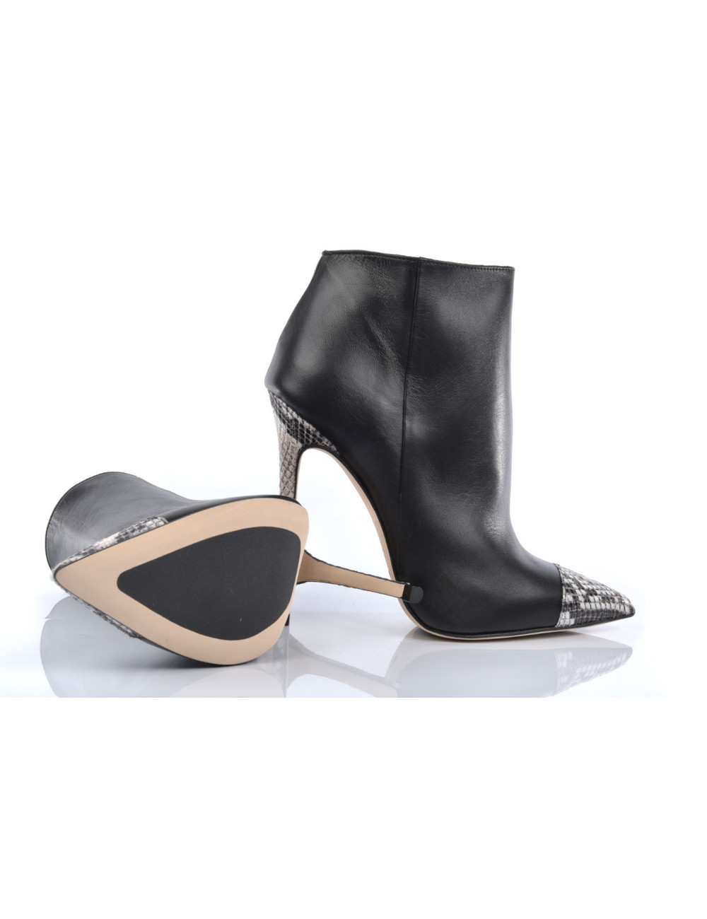 Sanctum Shoes Hohe italienische Stiefeletten VESTA mit Python-Stiletto-Absatz aus echtem Leder