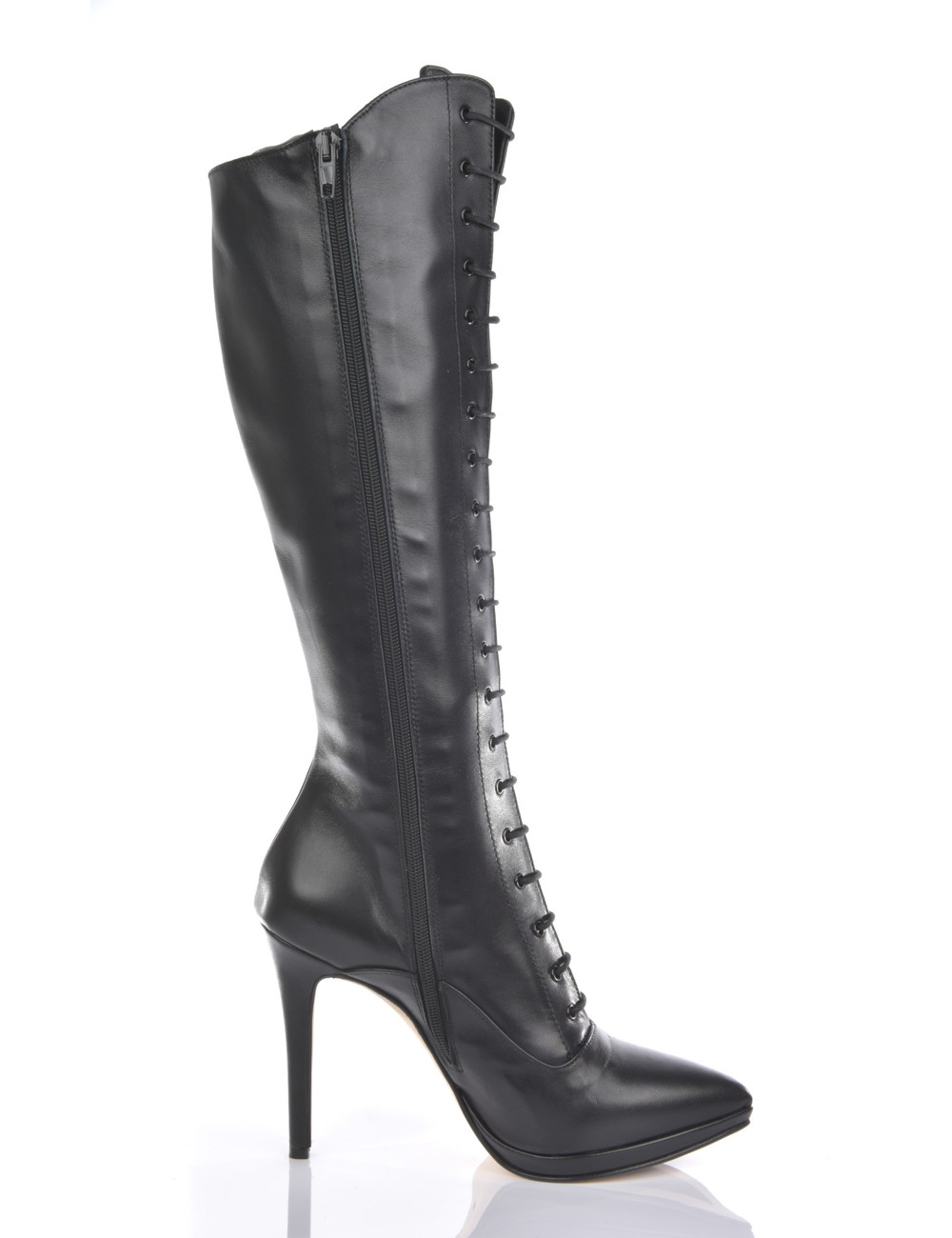 Sanctum High Italian lace-up knee boots JUNO with stiletto heels in genuine leather