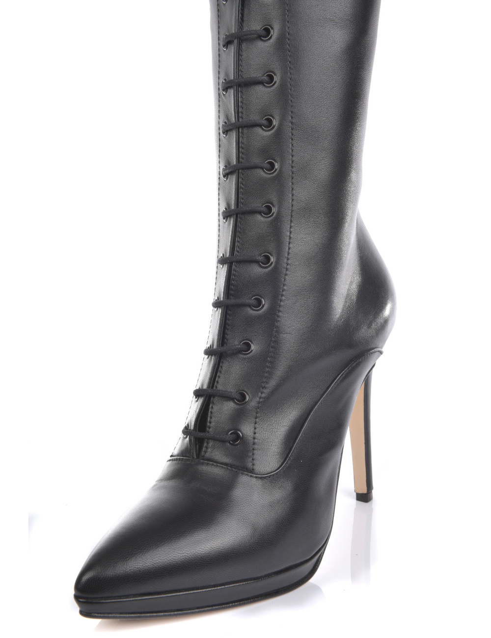 Sanctum Shoes High Italian lace-up knee boots JUNO with stiletto heels in genuine leather