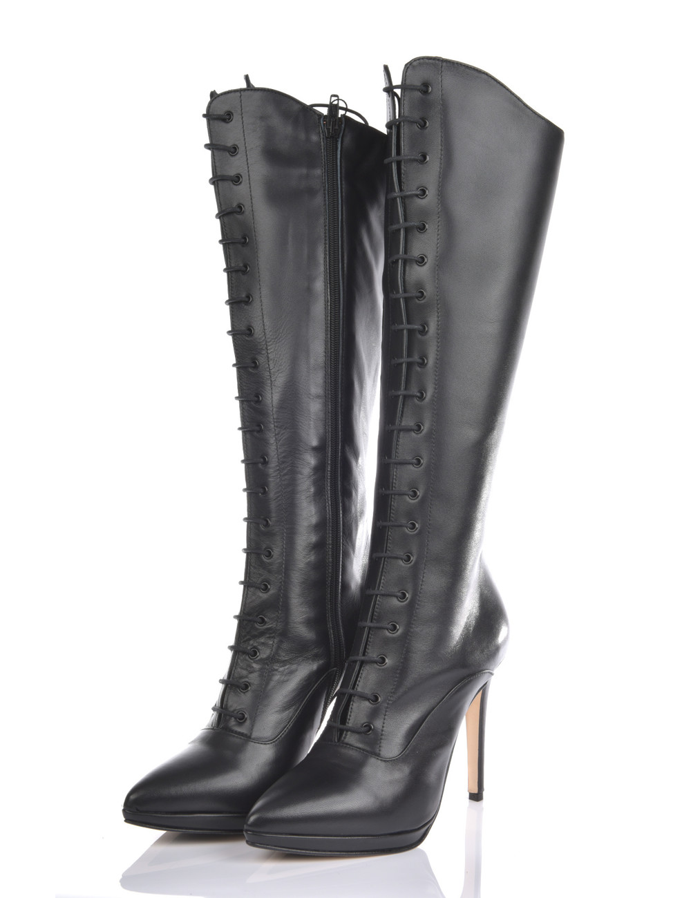 Sanctum Shoes High Italian lace-up knee boots JUNO with stiletto heels in genuine leather