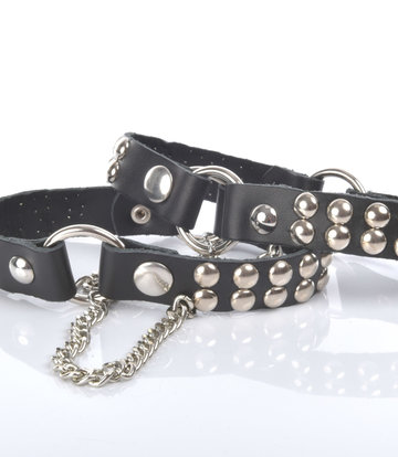 Sanctum Shoes Stiefelgürtel aus Leder, 2 cm breit, einfache Kette, schwarzes Nappaleder