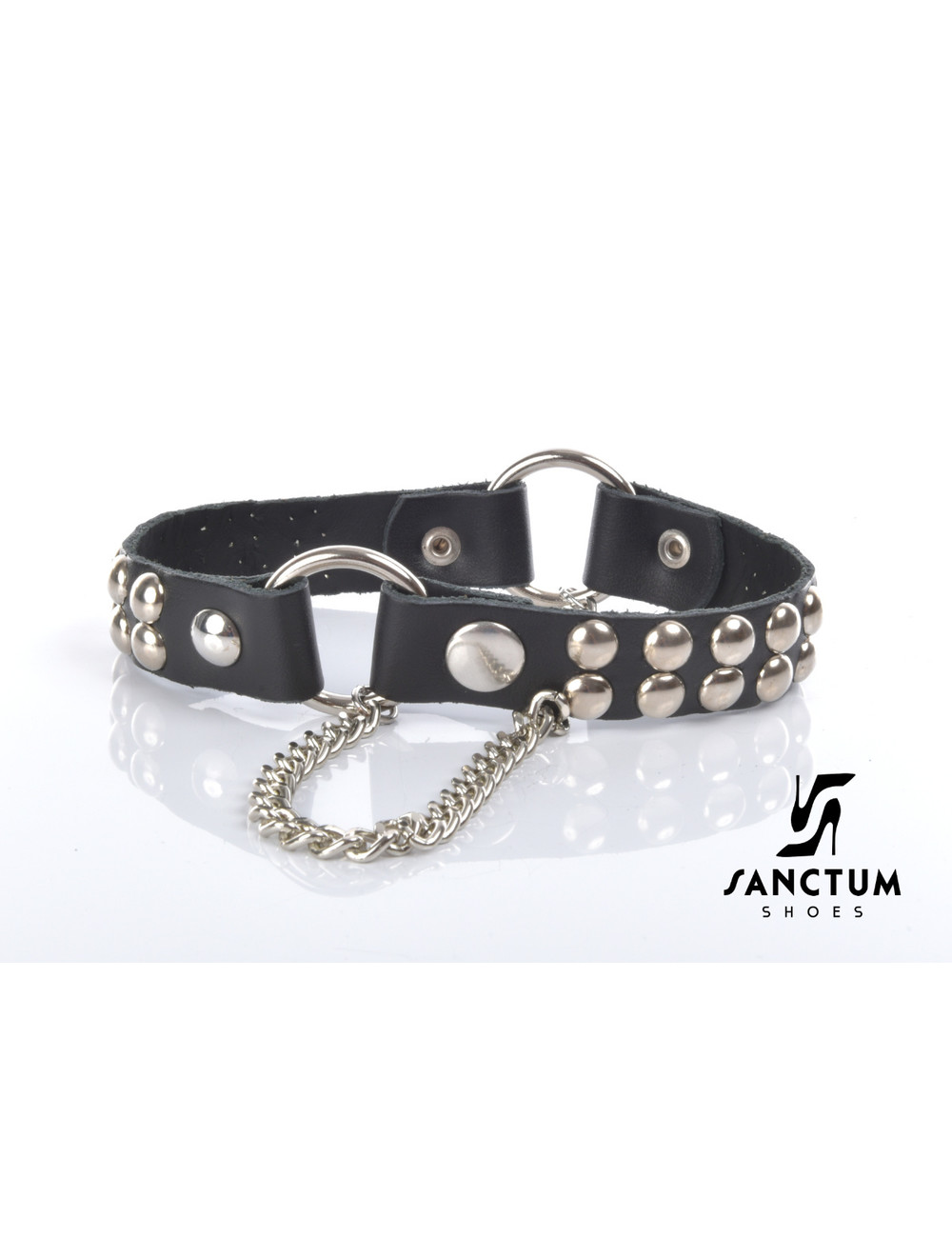 Sanctum Shoes Leren laarsriem LEA - 2 cm - enkele ketting - zwart nappaleer