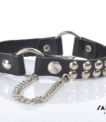 Sanctum Shoes Stiefelgürtel aus Leder, 2 cm breit, einfache Kette, schwarzes Nappaleder