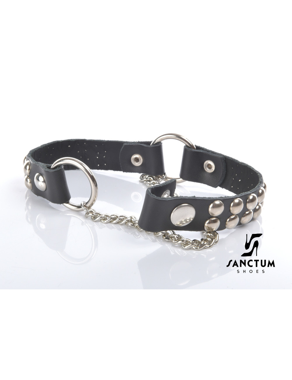 Sanctum Shoes Leren laarsriem LEA - 2 cm - enkele ketting - zwart nappaleer