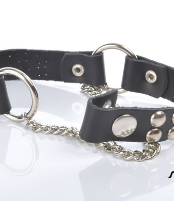 Sanctum Shoes Leren laarsriem LEA - 2 cm - enkele ketting - zwart nappaleer