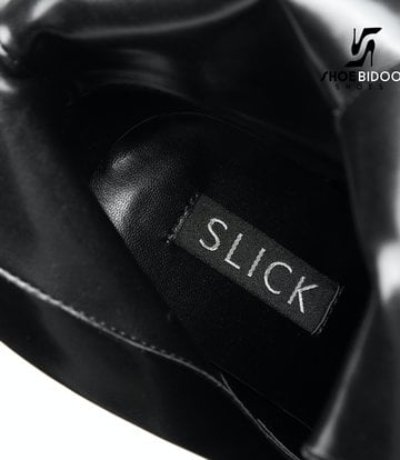 SLICK Black Giaro SLICK ENZO Fetish platform booties with silver heels
