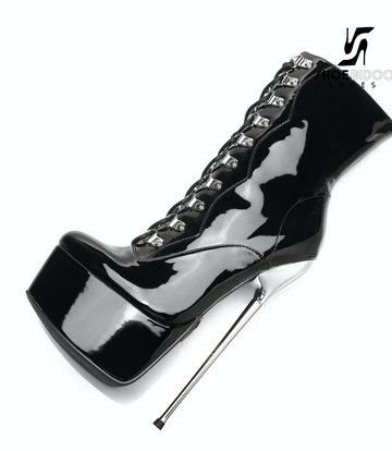 SLICK Black Giaro SLICK ENZO Fetish platform booties with silver heels