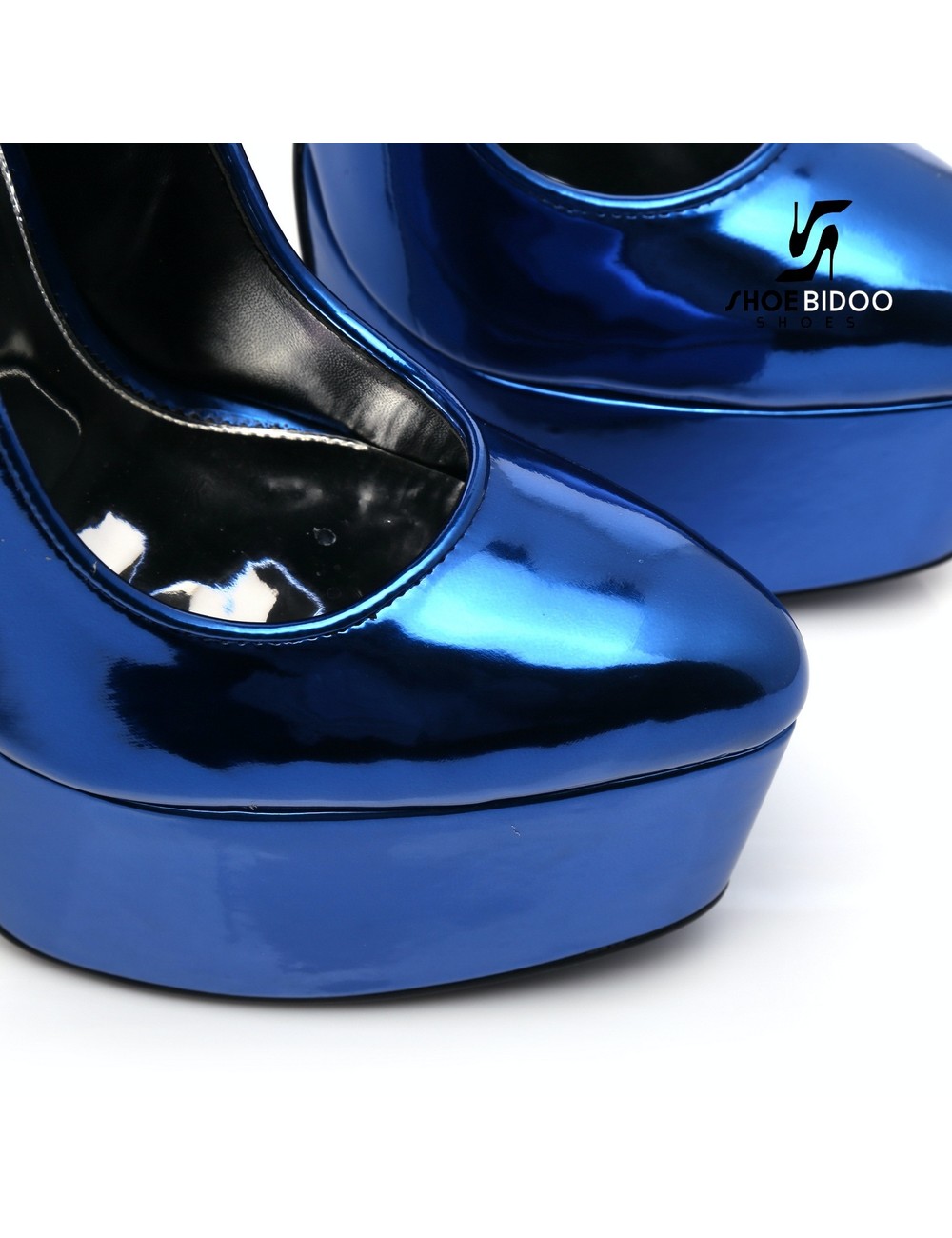 Black shiny Giaro SLICK ENZO platform booties with silver heels