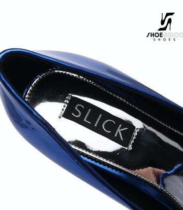 SLICK Blau glänzende ESCALA Giaro Ultra Fetish Plateau pumps