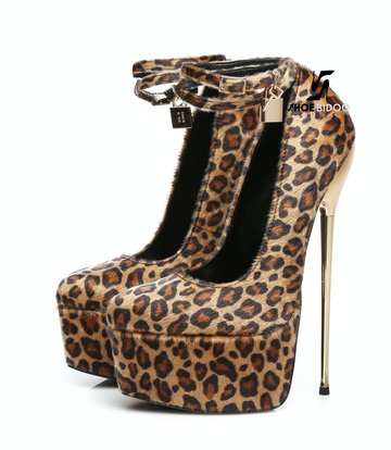 SLICK Leopard print ESSENCE Giaro SLICK platform pumps with locking ankle strap