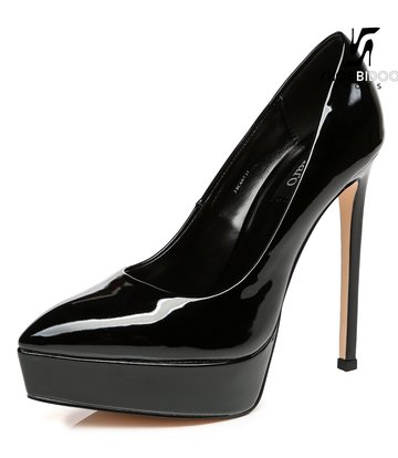 Giaro Platform pumps SCANT in black patent with 14cm heels - Shoebidoo ...