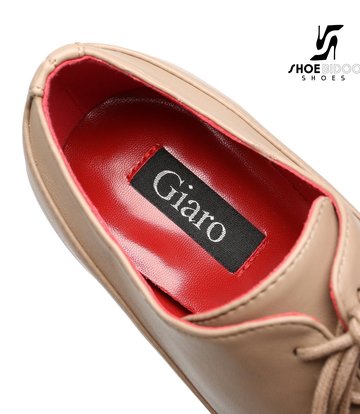 Giaro Giaro Platform lace up pumps SNUG in Taupe with red lining