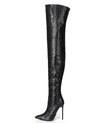 Giaro ZAZU | SNAKE BLACK | THIGH BOOTS | Italian Style - OUTLET