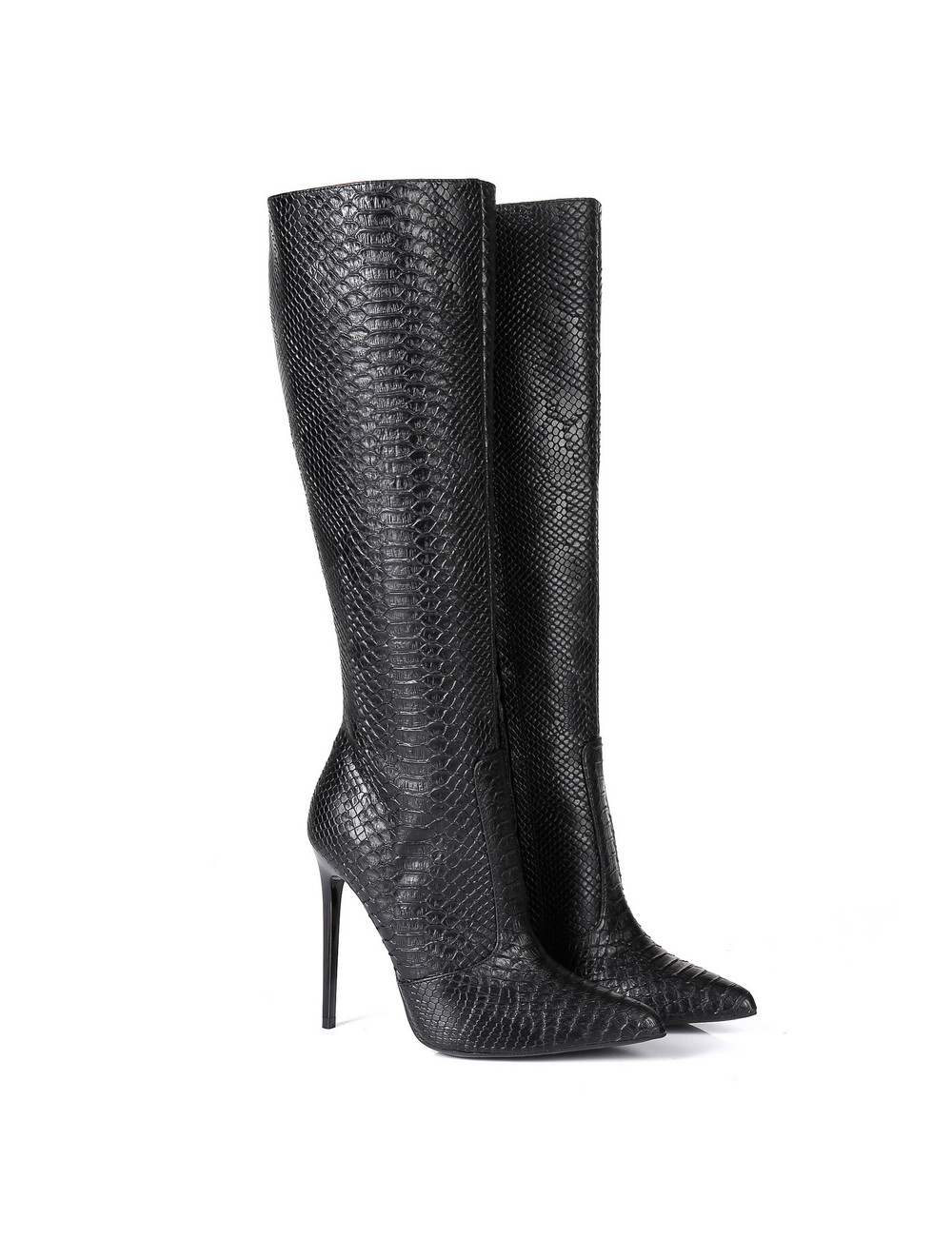 Giaro ZIRA | SCHLANGE SCHWARZ | KNIE STIEFEL | Italienischer Stil -OUTLET