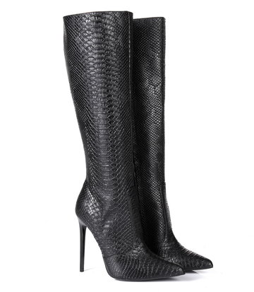 Giaro ZIRA | SCHLANGE SCHWARZ | KNIE STIEFEL | Italienischer Stil -OUTLET