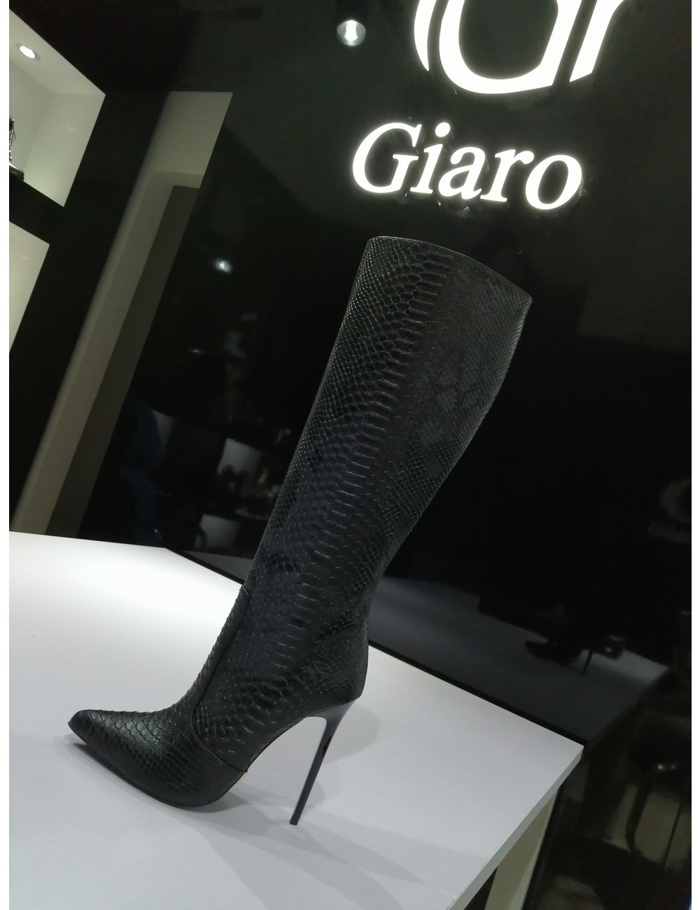 Giaro ZIRA | SCHLANGE SCHWARZ | KNIE STIEFEL | Italienischer Stil -OUTLET