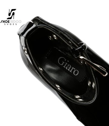 Giaro Zwart glanzende Giaro "Posessed" plateau pumps met enkelriem