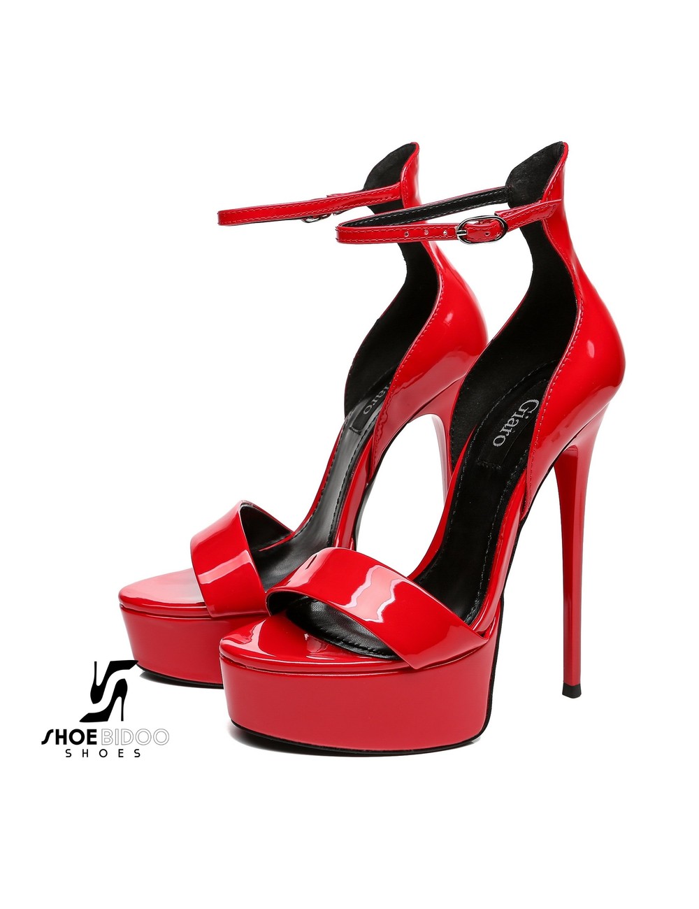 Giaro Red Shiny Giaro MINA high ankle belt sandals