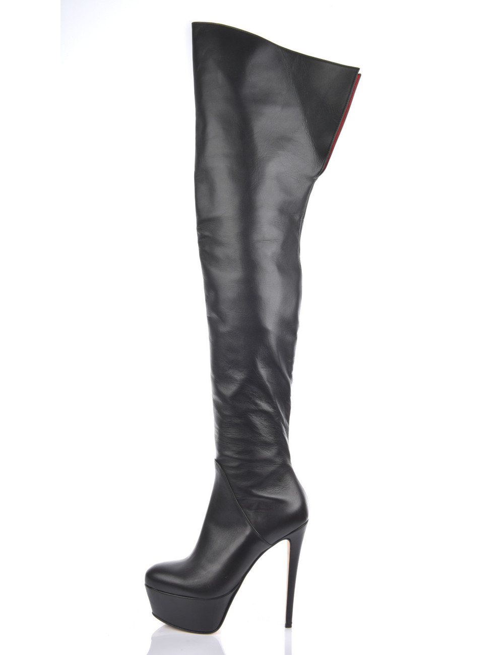 Sanctum Shoes Hohe italienische Oberschenkelstiefel ISIS mit Plateauabsatz aus echtem Leder