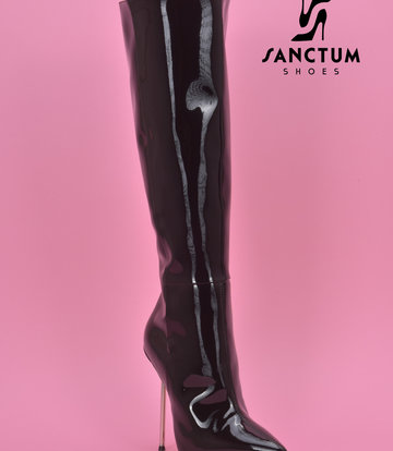 Sanctum Shoes High Italian knee boots GAIA with stiletto heels in genuine patent leather