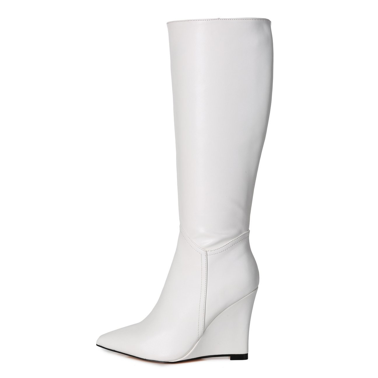 Giaro Wedge heel knee boots ELLA in taupe with 10cm heels - Shoebidoo ...