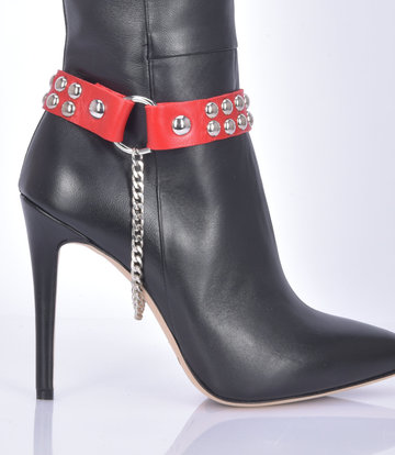 Sanctum Shoes Leren laarsriem LEA - 2 cm - enkele ketting - rood nappaleer