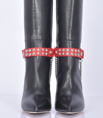Sanctum Shoes Leren laarsriem LEA - 2 cm - enkele ketting - rood nappaleer