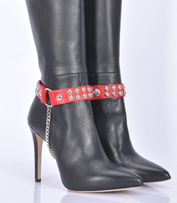 Sanctum Shoes Stiefelgürtel aus Leder, 2 cm breit, einfache Kette, rotes Nappaleder