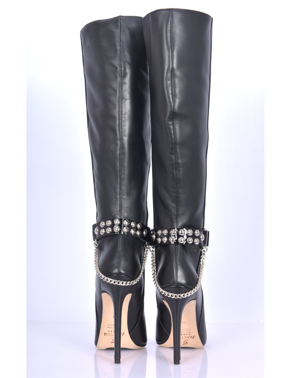 Sanctum Synthetic Leather Synthetische laarsriem LEA - 2 cm - enkele ketting - glanzend zwart